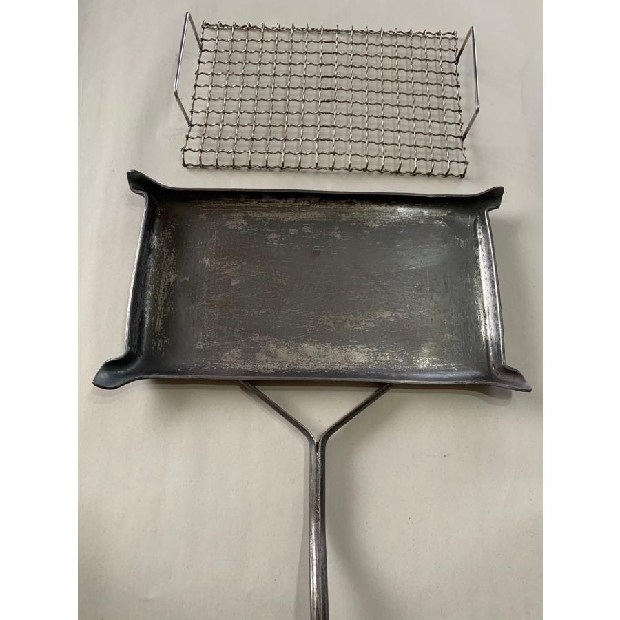 鉄フライパン網付き-002　角型　１点もの　訳アリ　送料無料 |  | 03