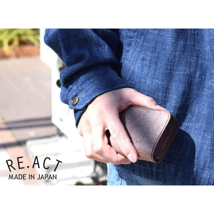 RE.ACT（リアクト） Flower Embossing Leather Round Fastener Compact