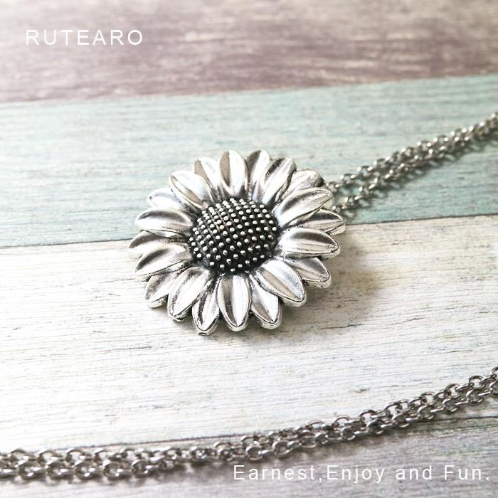 ひまわり ネックレス アクセサリー レディース シルバー 花 ひまわり ネックレス アクセサリー レディース シルバー 花