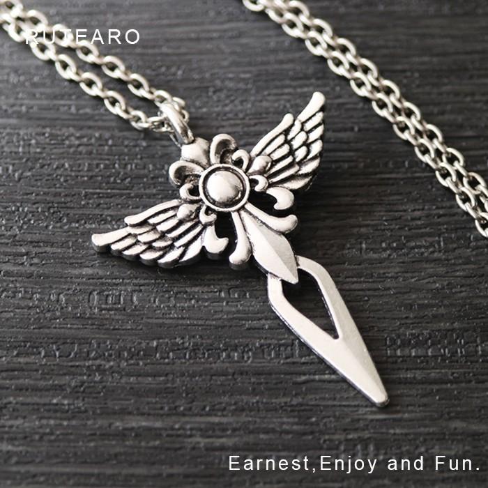 メンズ アクセサリー クロス 羽 フェザー パンク シルバー レトロ 
