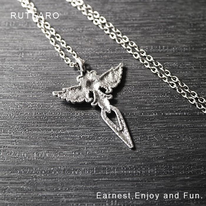 メンズ アクセサリー クロス 羽 フェザー パンク シルバー レトロ