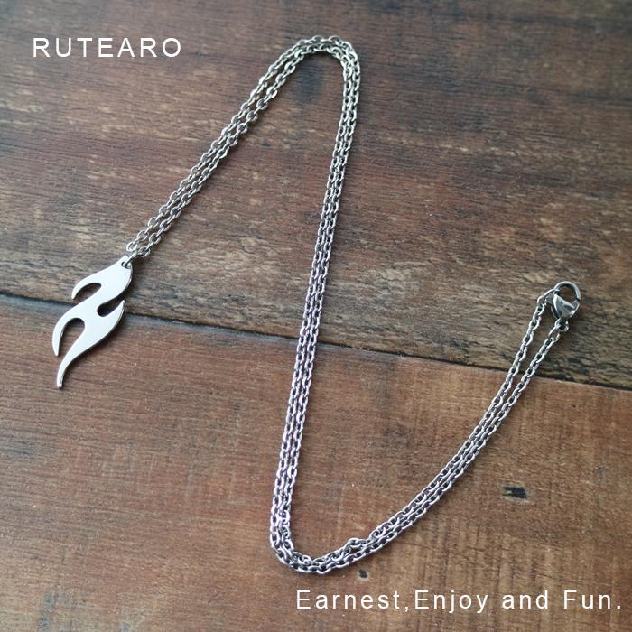 炎 ネックレス ステンレス ペンダント 火 シルバー ロング プチギフト