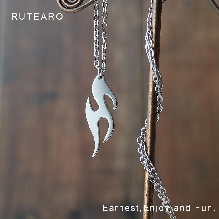 炎 ネックレス ステンレス ペンダント 火 シルバー ロング プチギフト