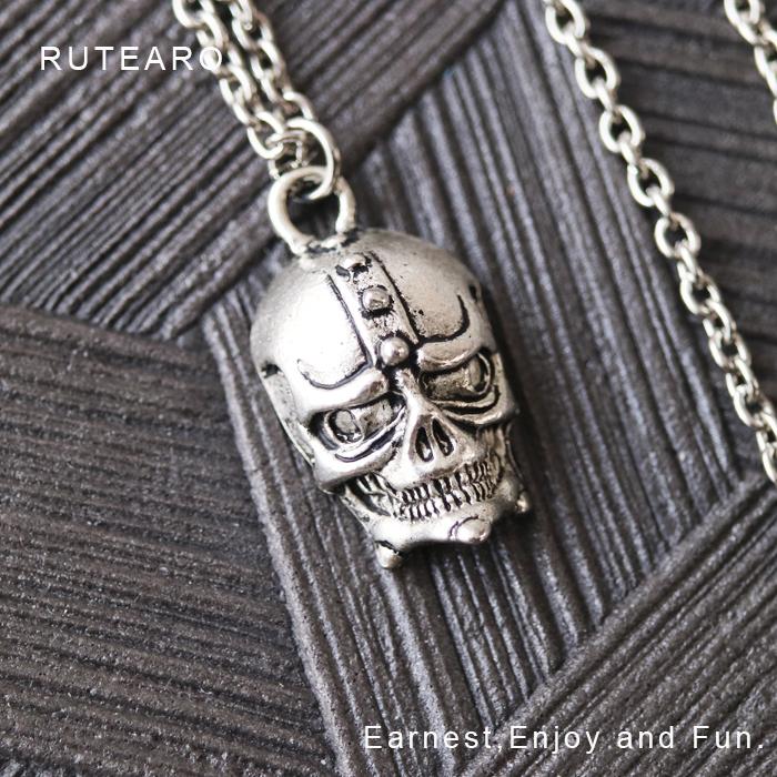 どくろ ネックレス メンズ スカル 骸骨 シルバー 悪魔 ペンダント 普段