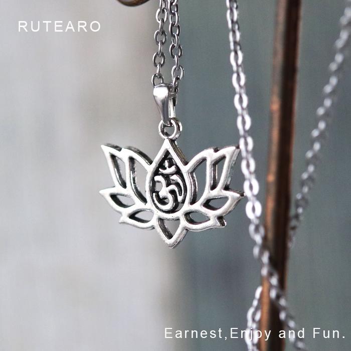 ネックレス ペンダント 蓮 インド お守り om オーム オーン