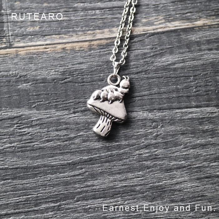 キノコモチーフ ネックレス メンズネックレス ペンダント デビル 悪魔 キノコ おもしろ雑貨 虫