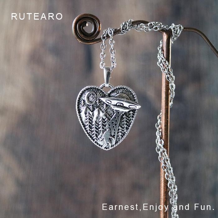 宇宙人 ネックレス ペンダント UFO メンズ レディース ハート