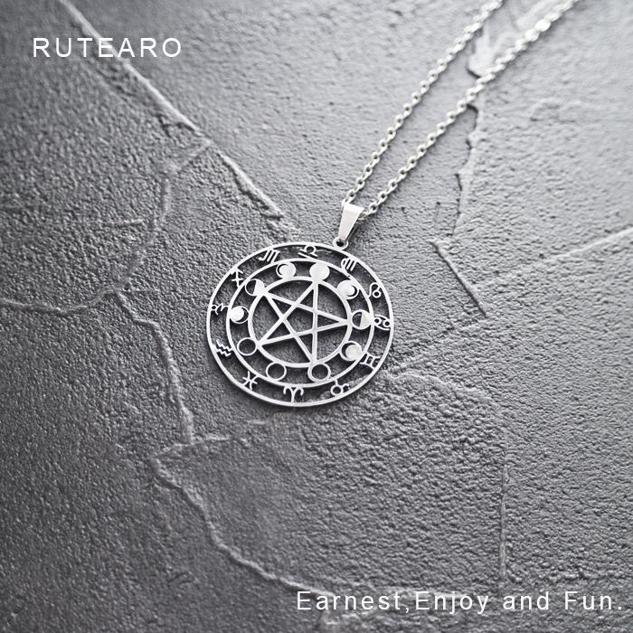 星座 ステンレス ネックレス 五芒星 ペンダント レディース メンズ 星
