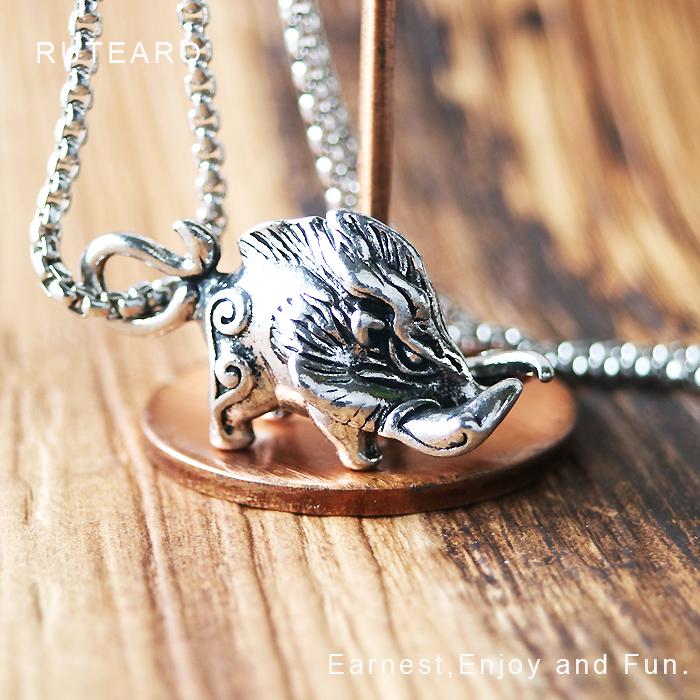 中国 ヴィンテージ　シルバー999 1オンス 猪年　記念 限定　 ネックレス メンズ ロング レトロ 猪 シルバー パンクロック いのしし