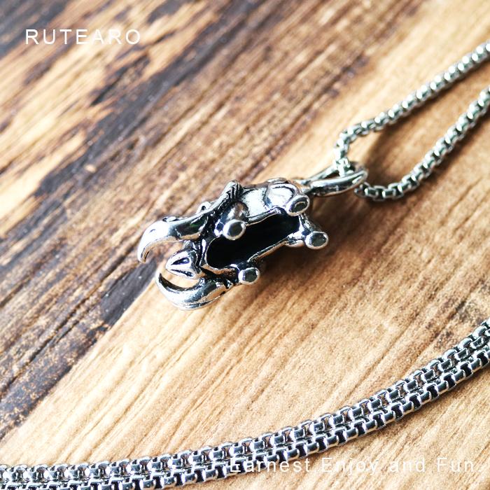 ネックレス メンズ ロング レトロ 猪 シルバー パンクロック いのしし