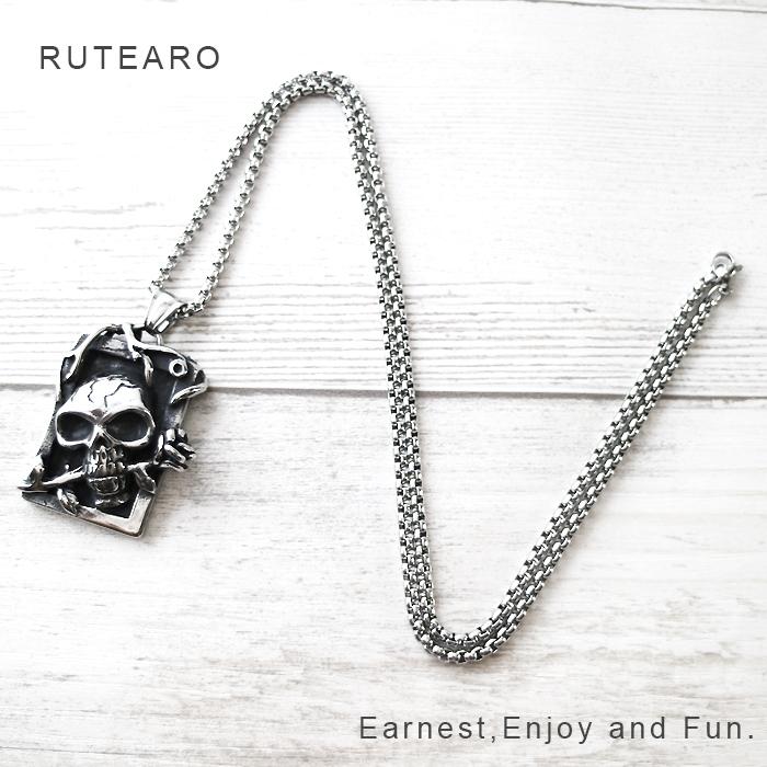 ドクロ ステンレス ネックレス スカル シルバー メンズ 髑髏 ロック