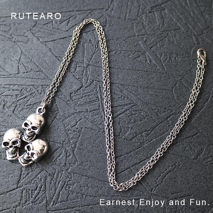スカル ネックレス メンズ 骸骨 髑髏 顔 頭 シルバー どくろ パン