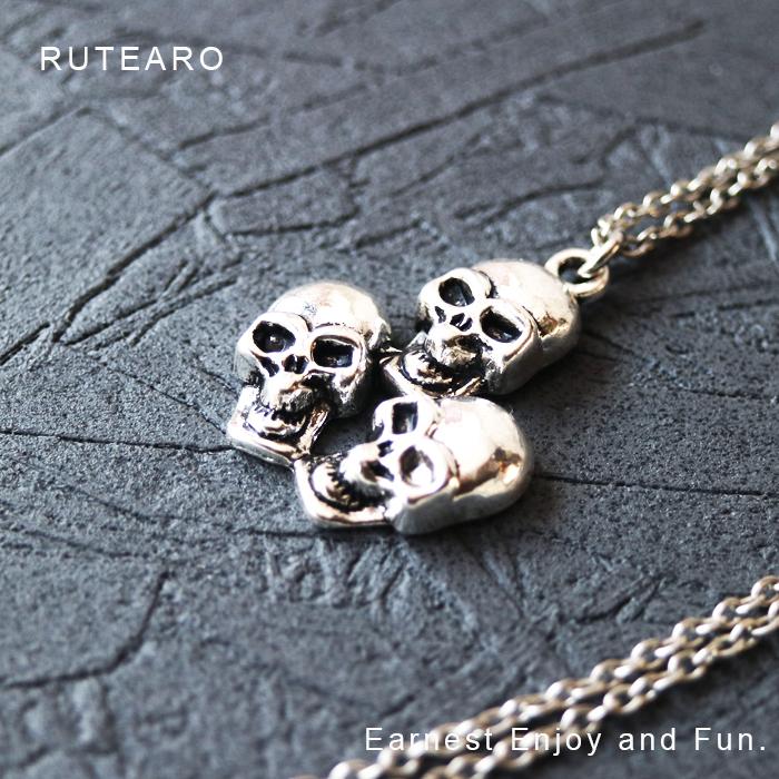 スカル ネックレス メンズ 骸骨 髑髏 顔 頭 シルバー どくろ パン