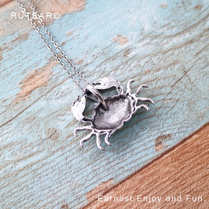蟹 ネックレス ペンダント かに ロング 蟹座 メンズ レディース お守り