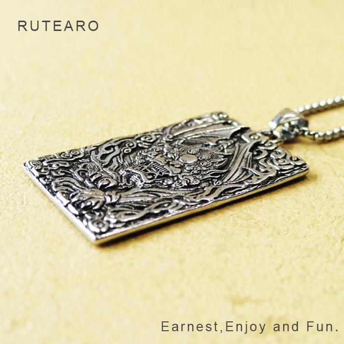 ネックレス メンズ 獅子 ロング 和風 シルバー ライオン 虎 陰陽師