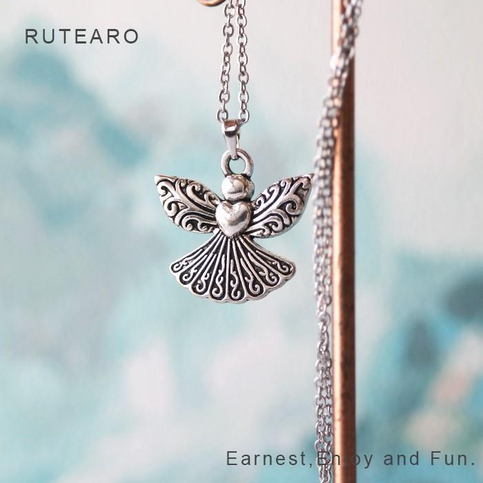 アンティーク　エンジェル　ペンダント　ネックレス　天使 天使 ネックレス レディース シルバー ハート エンジェル