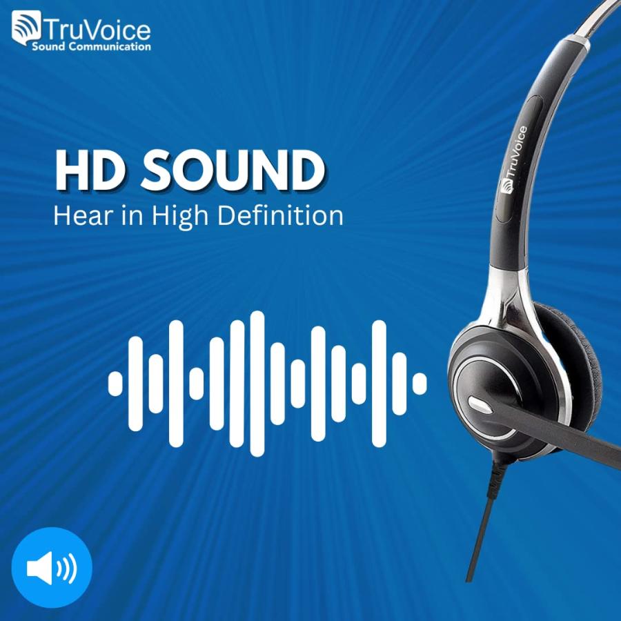 TruVoice HD-750 プレミアムヘッドセット ノイズキャンセリングマイク＆HDサウンド付き - Avaya 1608 1616 9601 9608 9611 9611G 9620 9621 9630 9631 9640 9641 また