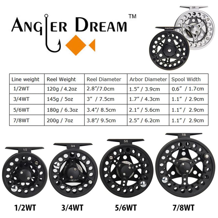 オンラインショップ通販 ANGLER DREAM AnglerDream ダイキャスティング フライフィッシングリール ALCリール ラージアーバー スムーズ スペアスプール 1/2 3/4 5/6 7/8 WT シルバーブラ