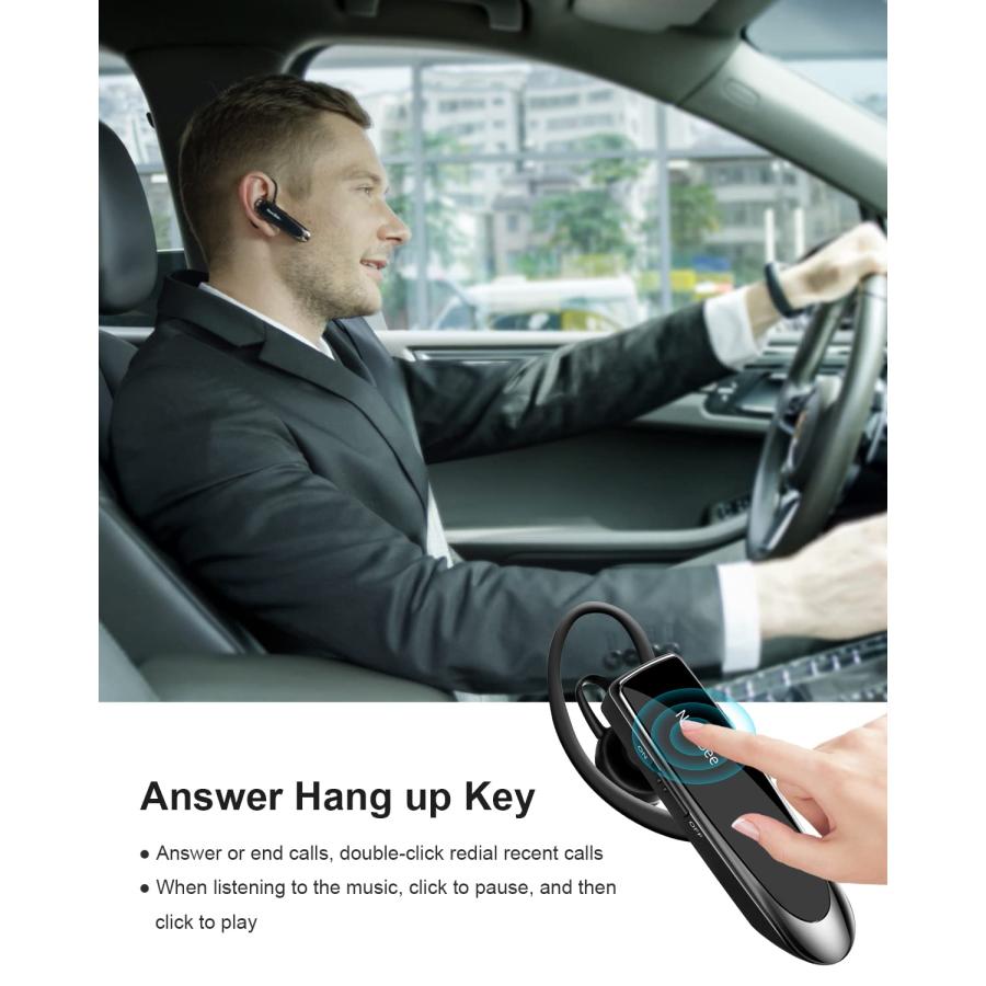 入荷実績 New bee 2 Pack Bluetooth Earpiece Wireless Handsfree Headset V5.0 24 Hrs Driving Headset with Mic 60 Days Standby Time Headset Case for iPhone Android