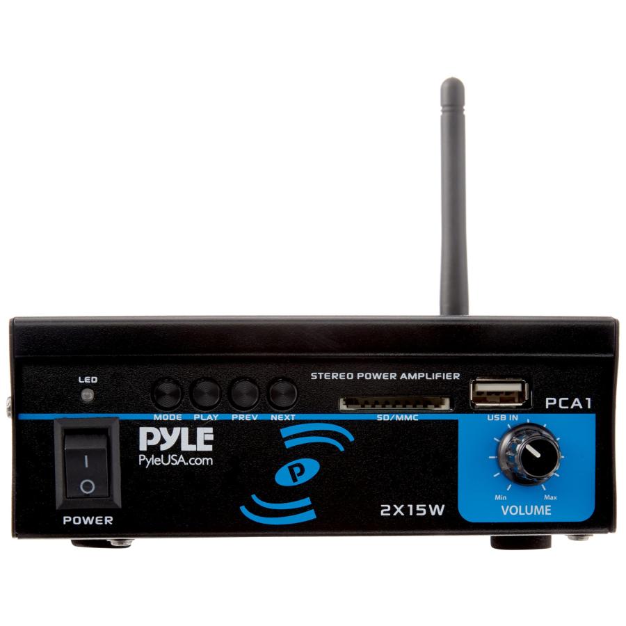 ノベルティ付き Pyle PCA1.5 2x15ワット ステレオパワーアンプ - コンパクトミニ2チャンネル ポータブルホームオーディオスピーカーレシーバーボックス 増幅スピーカーサウンド