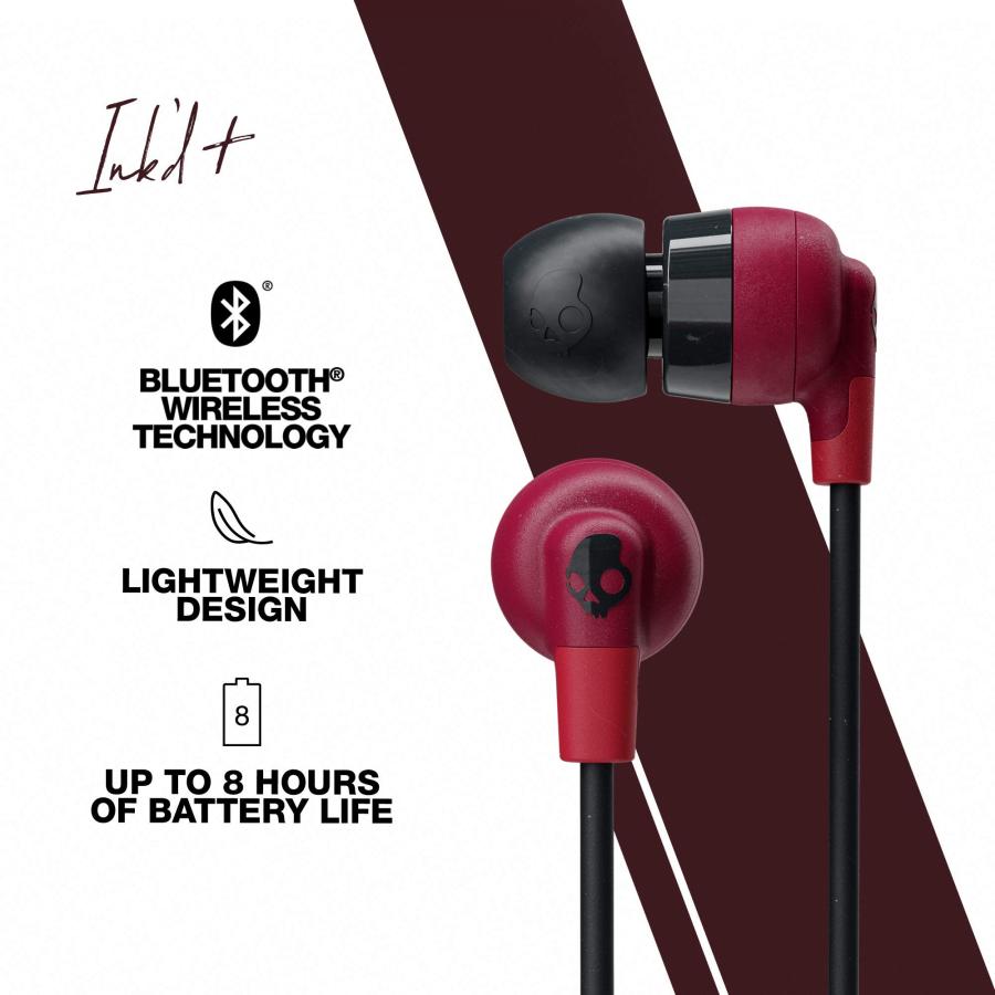 買換応援 Skullcandy Ink´d+ In-Ear Wireless Earbuds， 8 Hr Battery， Microphone， Works with iPhone Android and Bluetooth Devices - Red