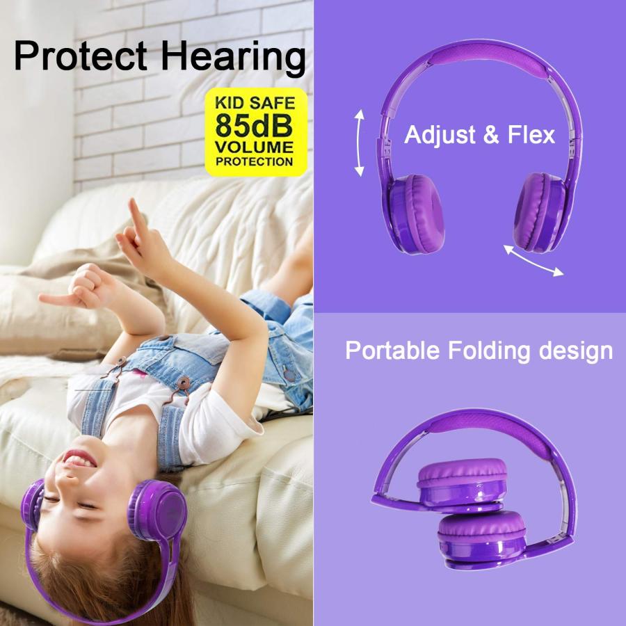 在庫有り・即納 Contixo KB2600 Kids Over The Ear Foldable Bluetooth Headphones Kids Safe 85dB with Volume Limiter， Built-in Microphone， Micro SD Card Slot， FM Stereo