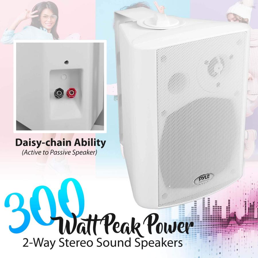 Pyle Wall Mount Home Speaker System - Active Passive Mountable