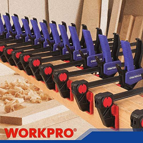 バーゲン WORKPRO Bar Clamps for Woodworking， 6-Pack One-Handed Clamp/Spreader， 6-Inch (4) and 12-Inch (2) Wood Clamps Set， Light-Duty Quick-Change F Clamp with