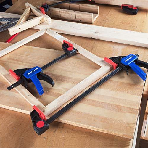 バーゲン WORKPRO Bar Clamps for Woodworking， 6-Pack One-Handed Clamp/Spreader， 6-Inch (4) and 12-Inch (2) Wood Clamps Set， Light-Duty Quick-Change F Clamp with