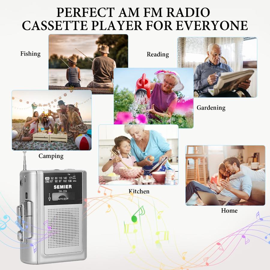 新しい到着 SEMIER Portable Cassette Player Recorder AM FM Radio Stereo -Compact Personal Walkman Cassette Tape Player/Recorder with Built in Speaker and Earphone