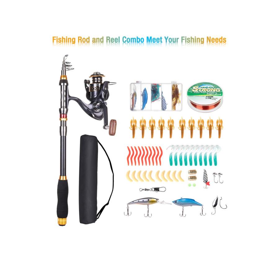 直営の公式通販サイト LineRike Fishing Rod and Reel Combo， Carbon Fiber Telescopic Fishing Pole with Spinning Reel， Fishing Line， Fishing Lures， Carrier Bag Travel Fishing