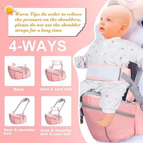 販売特売中 AGUDAN Baby Hip Seat Carrier， Ergonomic Waist Stool with Adjustable Strap Pocket Soft Base for Child Infant (Pink)