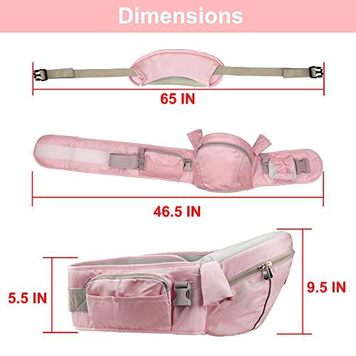 販売特売中 AGUDAN Baby Hip Seat Carrier， Ergonomic Waist Stool with Adjustable Strap Pocket Soft Base for Child Infant (Pink)