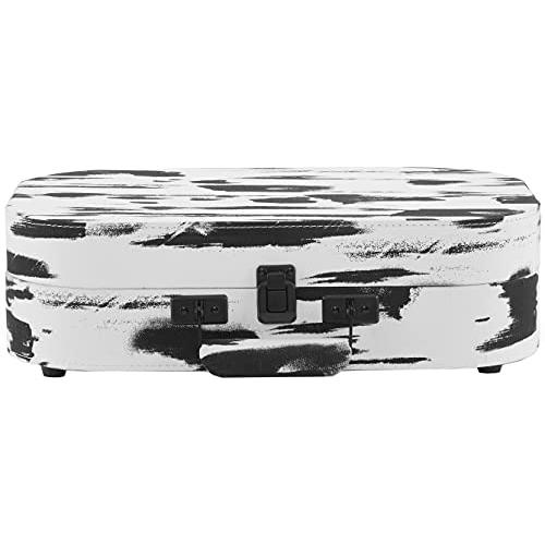 限定価格中 Crosley CR8009B-BW Discovery Vintage Bluetooth in/Out 3-Speed Belt-Driven Suitcase Vinyl Record Player Turntable， Black ＆ White