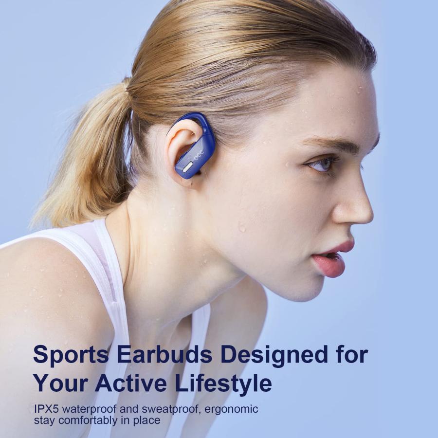 買い卸値 occiam Wireless Earbuds Bluetooth Headphones 48H Play Back Earphones in Ear Waterproof with Microphone LED Display for Sports Running Workout Blue