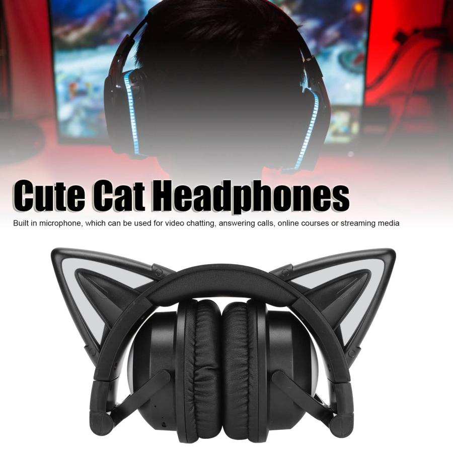 【驚きの値段で】 Zyyini Wireless Bluetooth 5.0 Headset， Computer Headphones， LED Cat Ear Headphones， Over Ear Headsets， with Microphone， for Girls， Children， Music and