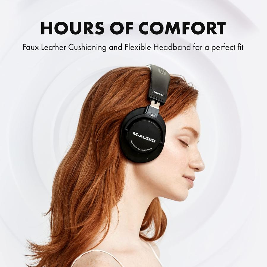セールの時期に安く購入 M-Audio HDH40 - オーバーイヤーヘッドフォン クローズドバックデザイン 柔軟なヘッドバンド 2.7mケーブル スタジオモニタリング ポッドキャスティング 録音用