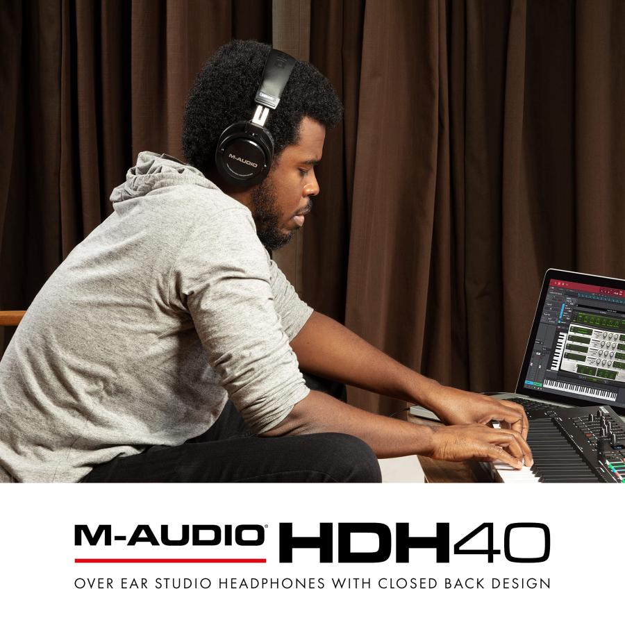 セールの時期に安く購入 M-Audio HDH40 - オーバーイヤーヘッドフォン クローズドバックデザイン 柔軟なヘッドバンド 2.7mケーブル スタジオモニタリング ポッドキャスティング 録音用