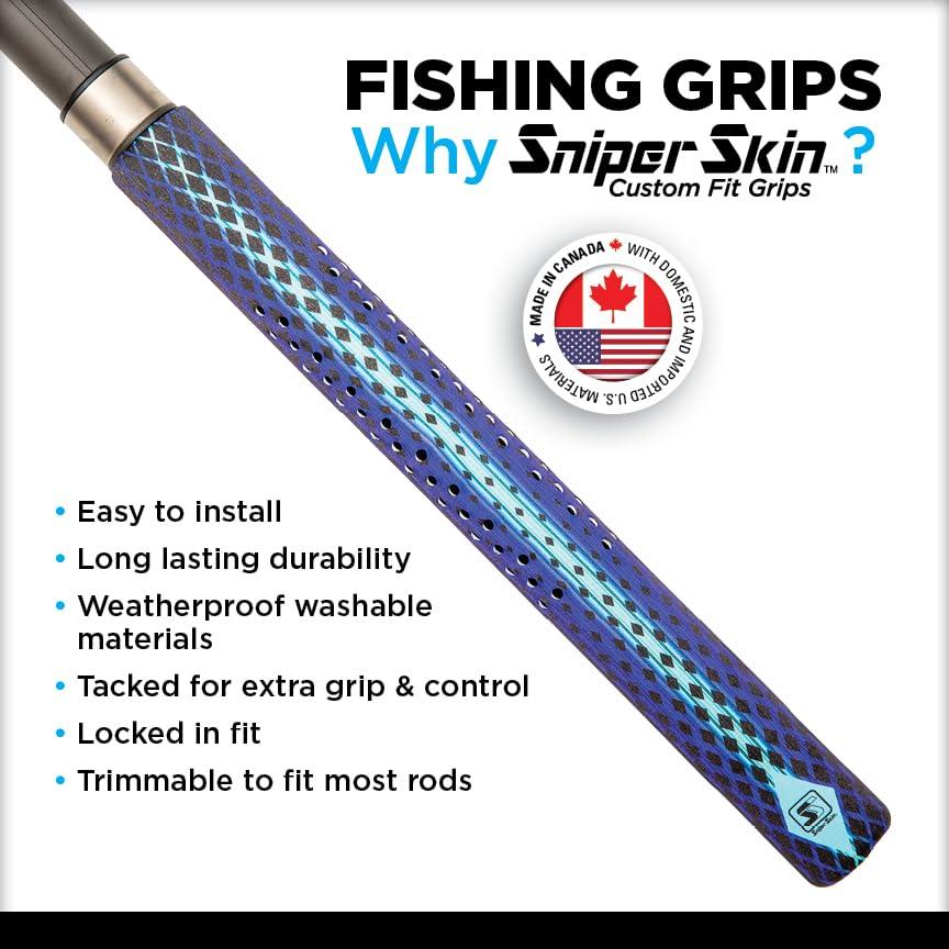 製品の割引セール SNIPER SKIN 釣り竿グリップ | グリップテープの代替品 | 取り付け簡単 軽量 防水 交換用グリップ | 大人と若者向けのユニバーサルサイズ | ブルー ホワイト 迷