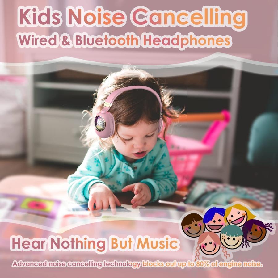 値下げしました= Girls Kids Headphones Wired - Pink Noise Cancelling Wireless Headphones for Kids for School - Over Ear Light Up Foldable Cat Bluetooth Gaming Headset