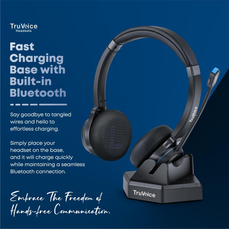 東京都内の店舗 TruVoice BT65 Wireless USB Headset with Hi-Fi Audio and Noise Canceling Microphone - v5.2 Bluetooth Fast Charging Base and 15hr Talk time - Multi Conn