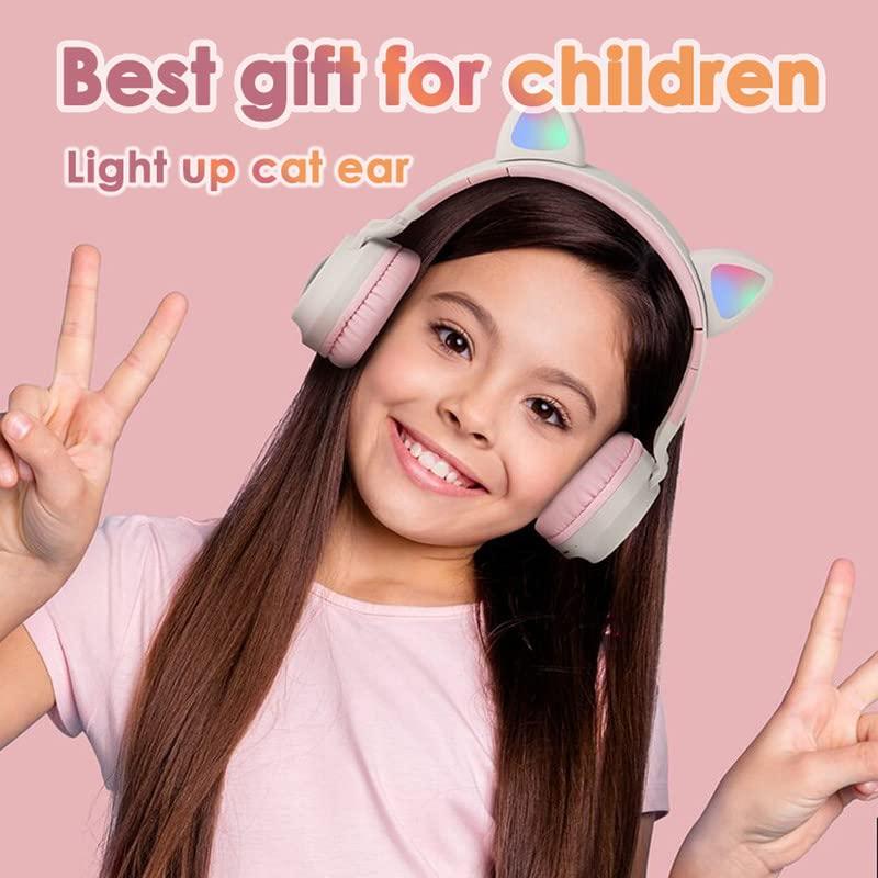 オンライン卸売販売 Xmenha Cat Ear Kids Bluetooth Headphones Wired with Mic for School - Wireless Boy Girls Noise Cancelling Bluetooth Headphones Foldable Children Headse