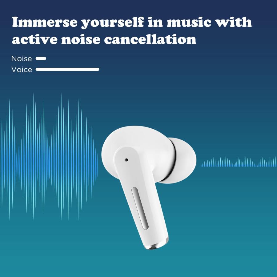 割引販促品 Wireless Earbuds， Active Noise Cancelling Earbuds with Bluetooth 5.2 - Portable Charging Case - Microphone， 8H Active Noise Reduction， Bluetooth Earbu