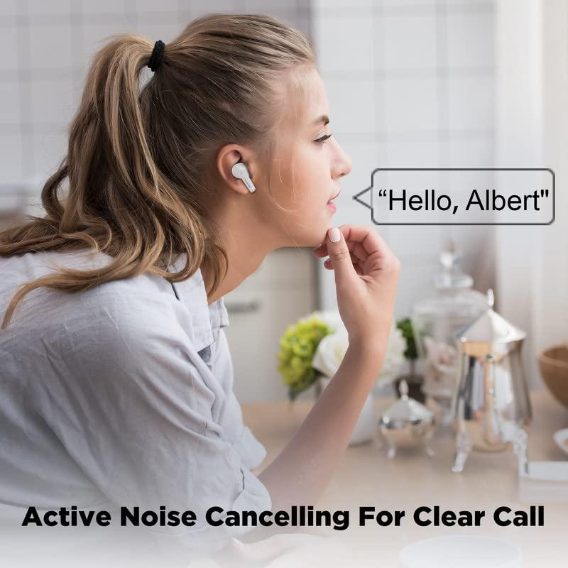 割引販促品 Wireless Earbuds， Active Noise Cancelling Earbuds with Bluetooth 5.2 - Portable Charging Case - Microphone， 8H Active Noise Reduction， Bluetooth Earbu