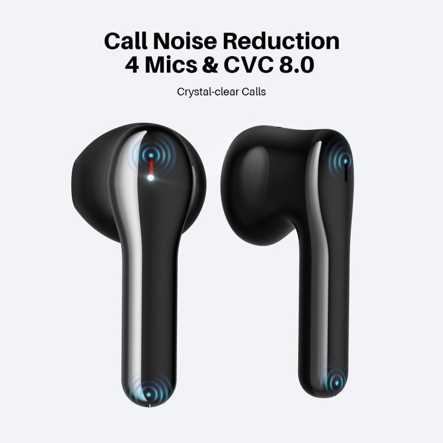 特別割引中 Earbuds， Bluetooth 5.2 Earbuds Qualcomm Q3040， 4Mics CVC 8.0 Call Noise Canceling Crystal-Clear Calls Comfortable Earbuds 32H Playtime Wireless Blueto