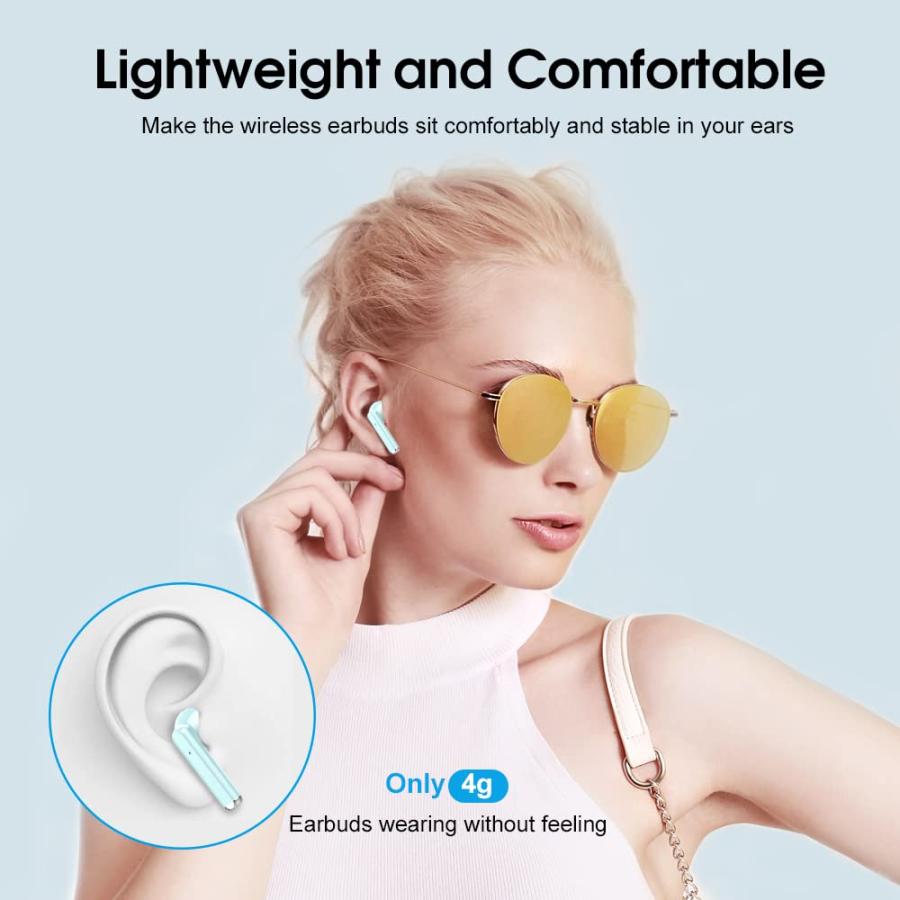 ドイツのショルツ首相 Wireless Earbuds， Mini Bluetooth 5.3 Headphones HiFi Stereo， Wireless Earphones with ENC Noise Cancelling Mic， Touch Control， Type-C Charging， IPX7 Wa