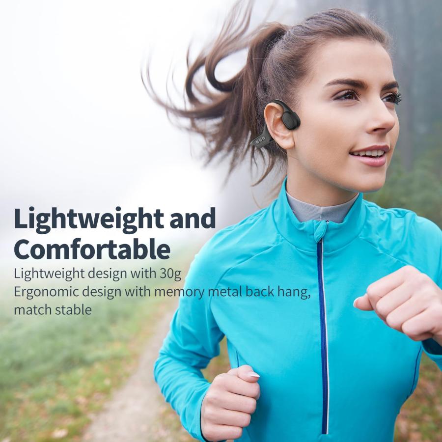 ふじみ野市 HCMOBI Bone Conduction Headphones， Open-Ear Bluetooth 5.3 Headphones with Mic， IPX7 Waterproof Sports Earbuds Wireless Earphones for Running Workout C