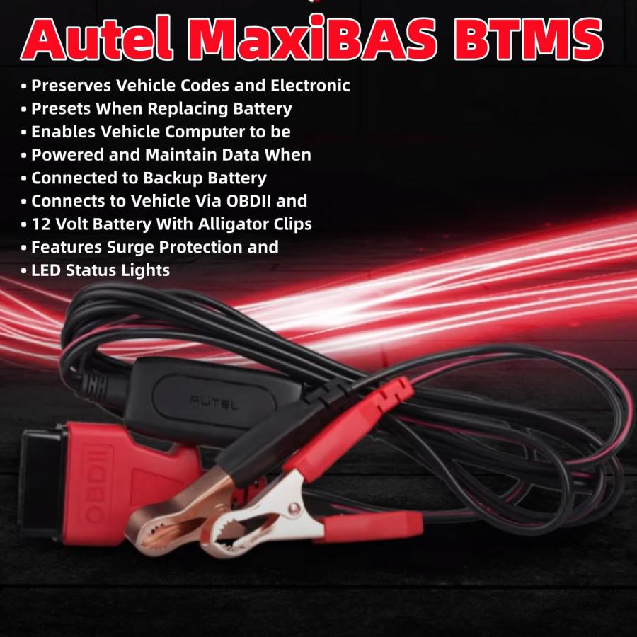 アウトレット店舗 Autel 2023 MAXIBAS BTMS OBDII バッテリーテスター メモリーセーバー 車両コードと電子プリセットを保存 オンボードコンピューターに電力を供給 12ボルトバック