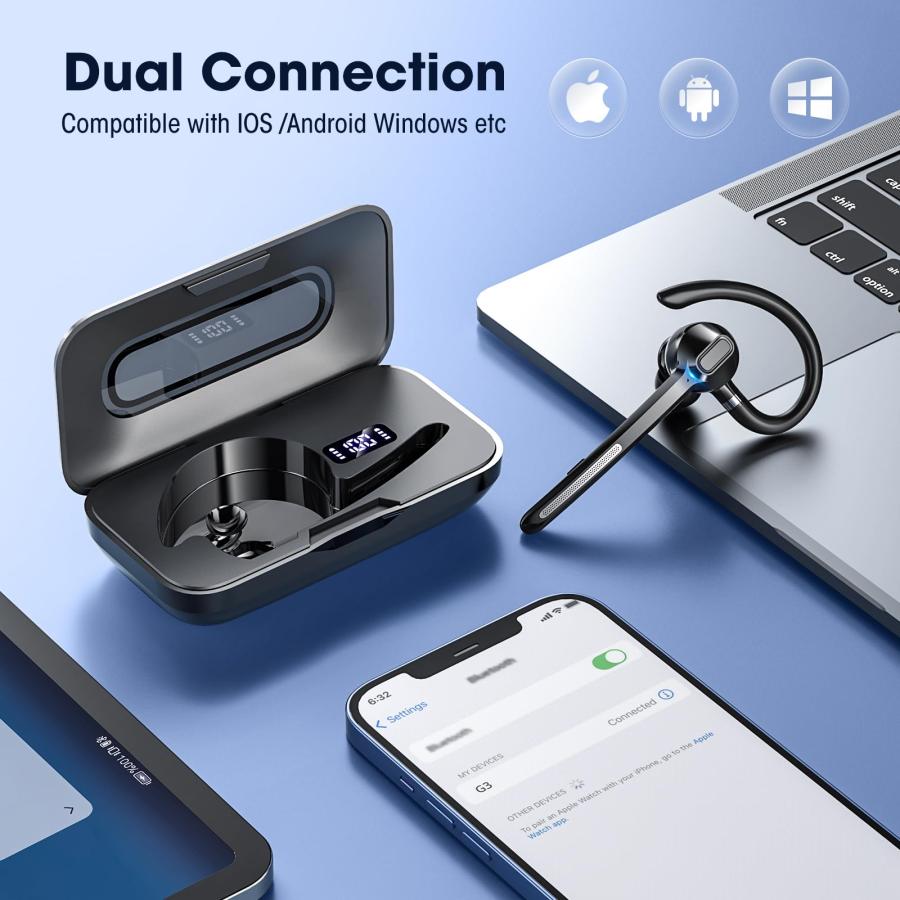 35％OFF Ngsod Bluetooth Headset Wireless Earpiece with Built-in Mic 400mAh Display Charging Case 55H Playtime， V5.3 Bluetooth Earpiece for Cell Phone Computer