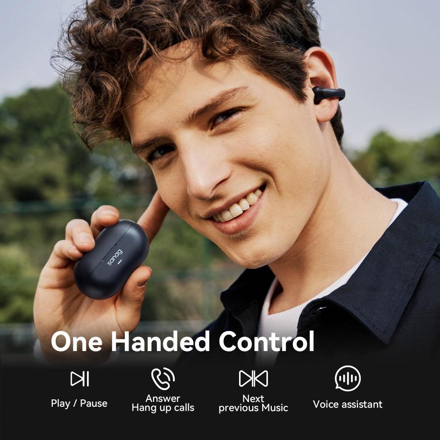 【送料無料】 Open Ear Wireless Earbuds Bluetooth 5.3 Clip On Earphones Small Bone Conduction Headphones with Microphone 24Hrs Playback Charging Case Waterproof for